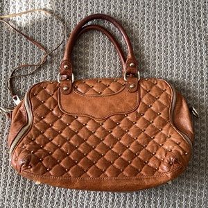 Rebecca Minkoff Studded Quilted Brown Leather Satchel